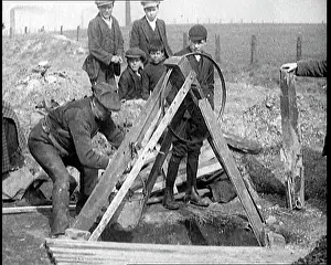 Retrieving: Miners Retrieving Coal From A Shallow Surface Mine