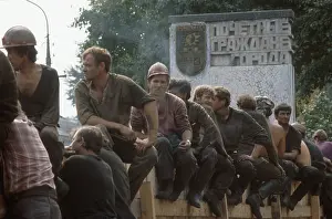 Prokopyevsk: Miners on strike in Prokopyevsk, 1989