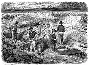 Californian: Miners washing for gold using cradles and pans: