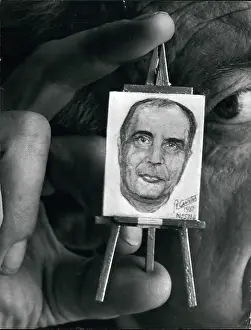 Centimeters: Miniature portrait of President Mitterrand by Roger Curtis