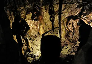 Drill: Mining. Drilling with a jackhammer. Diorama. Deutsches Muse