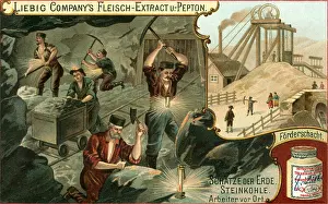 Tipper: mining, mine, hard coal, hard work, Liebig collection