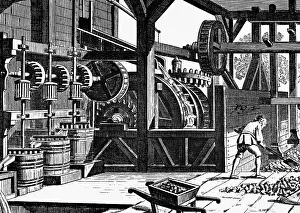 Shovelling: mining, ore dressing, water driven stamp mill