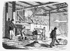 Erfindungen: mining, ore mining, wet stamp mill, wood engraving