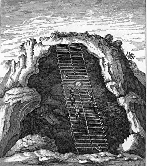 Kircher: mining, shafts / adits, entrance to a mine in