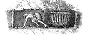 Adit: mining, women, woman in a mine, pulling a trolley
