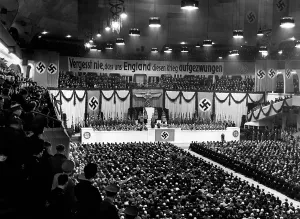 Hangs: Minister of Propaganda Goebbels giving a speech