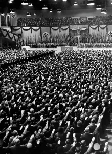 Takeover: Minister of Propaganda Goebbels reading out