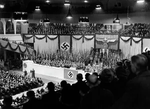 Takeover: Minister of Propaganda Goebbels reading out