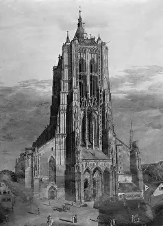 Muenster: Minster in Ulm, around 1800