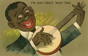 Strumming: Minstrel with a banjo