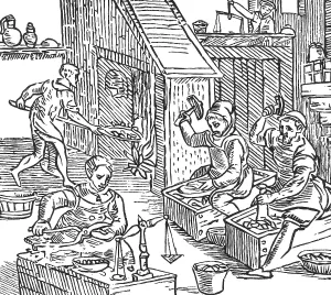 Chronicles: Minting coin. From The Chronicles of England