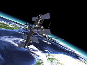 Satellites: Mir Russian Space Station in orbit over Earth
