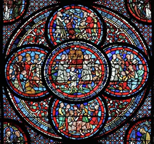 Paralysed: Miracles of Our Lady stained glass window, Chartres