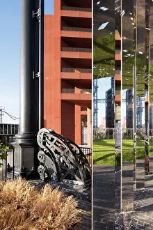 South West: Mirrored circular walkway within framework of gasholder