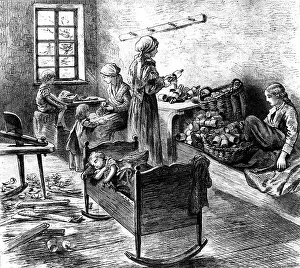 Adversity: misery / adversity, pauperism, box makers working