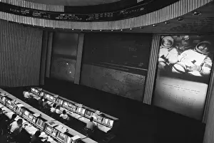 Monitors: Mission Control Centre during Soyuz-30 launch