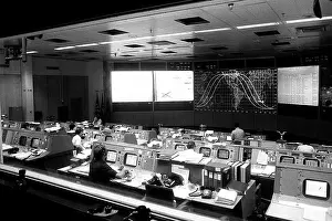 Houston: Mission control panel at Johnson Space Center, 1975