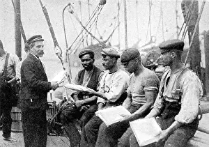 Sober: Mission to Seamen Chaplain distributing Papers 1906