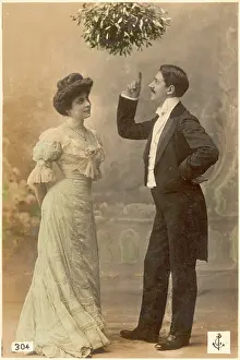 Flirtatious: Mistletoe lecture - circa 1900