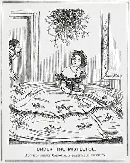 Mistletoe thwarted by crinoline, 1857