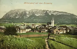 Mitterndorf: Mitterndorf with Grimming. 1906. Photochrom