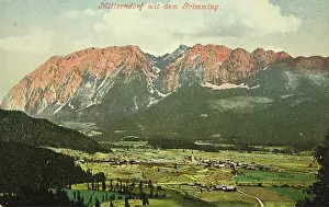Mitterndorf: Mitterndorf with Grimming. 1906. Photochrom