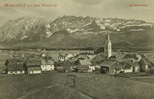 Mitterndorf: Mitterndorf with Grimming. 1909. Collotype