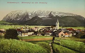 Mitterndorf: Mitterndorf with Grimming. 1916. Photochrom