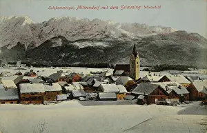 Mitterndorf: Mitterndorf with the Grimming. Winter picture