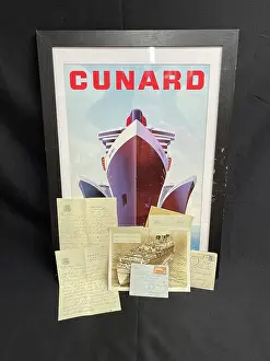 Berengaria: Mixed collection of ocean liner stationery, letters, poster