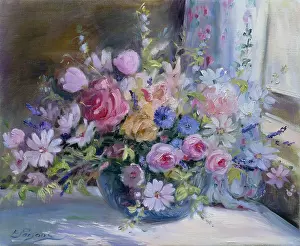 Sill: Mixed Flowers by a Window Sill ' Roses etc