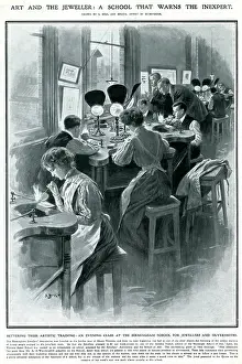 Silversmith: Mixed gender evening class at an arts school 1909