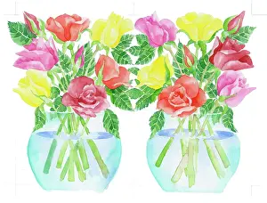 Sided: Mixed Roses in a vase ? cut-out design