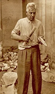 Boxwood: M.Leon Coutier finishing a hand-axe of Acheulean type
