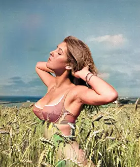 Model in a cornfield