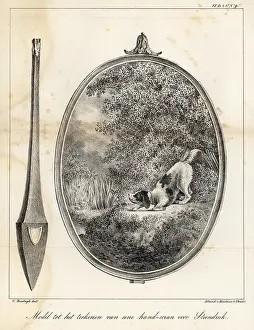 Interior Decoration: Model for a design for an embroidered hand-screen