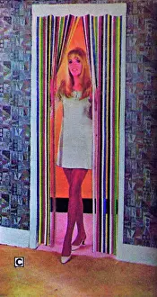 Freemans: Model in doorway with plastic flystrips from Freemans catalo