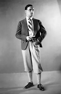 Knickerbockers: Model in knickerbockers and dark jacket