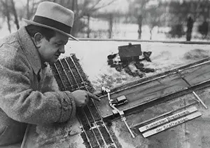 Braking: Model of a level crossing, ca. 1930s