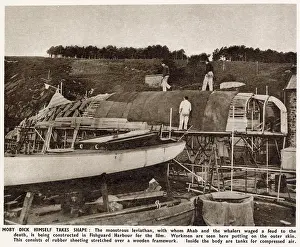 Prop: Model of Moby Dick taking shape - Fishguard Harbour