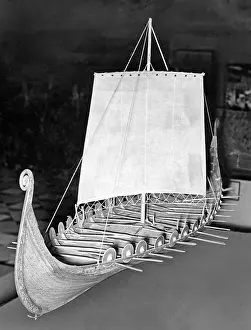 Oseberg: Model of the Oseberg ship, around 1930