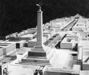 Wished: Model of the planned boulevard in Munich with the Denkmal de