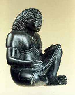 Scribe: Model of a seated scribe. 18th Dynasty