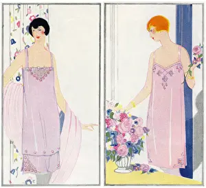 Negligees: Two models in elegant negligees