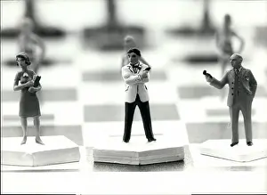 Masterpieces: Modern chess pieces, including James Bond