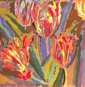 Flowered: Modern design in bright colours with tulips