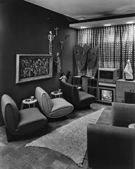 Emphasize: Modern designer television room displayed in a