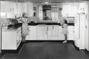Lcgr1409: Modern electric kitchen with a stove and refrigerator