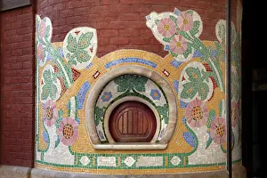 Musica: Modernist ticket booth decorated with mosaics